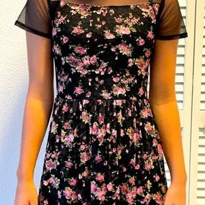 Forever 21 Black Lace covered Pink Floral Mini Kids Dress